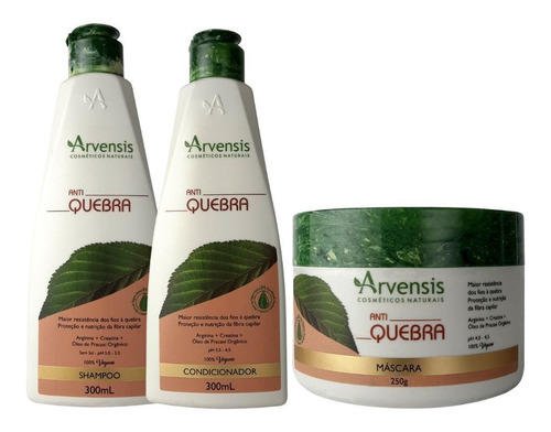 Kit Arvensis Antiquebra Shampoo Condicionador Máscara 250g