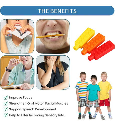 Mordedera Sensorial Para Lápiz, Tdah, Autismo, Tps, Estrés Multicolor Topper Bloques