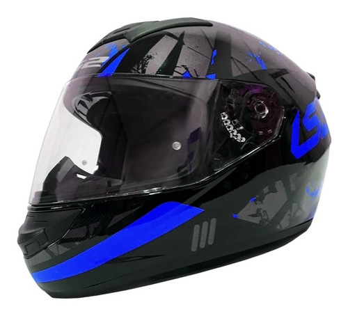 Casco Moto Ls2 Ff352 Palimnesis Negro Azul