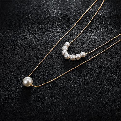 Collar En Forma De E, Moderno, Anudado, Tamaño Cadena, Perla