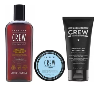 Shampoo Hidratante + Fiber + Shave Cream American Crew Men