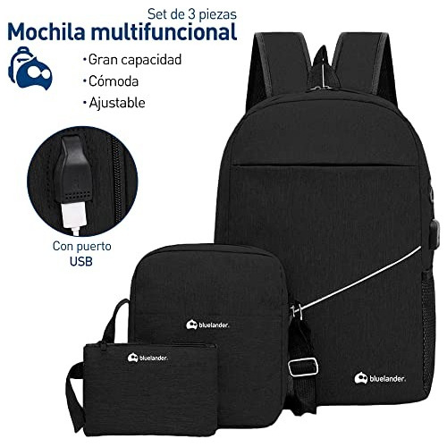 5 Sets Mochila Para Laptop Con Mochila Cruzada Y Lapicera