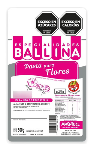 Pasta Para Flores Rosas Ballina 500gs Reposteria Belgrano