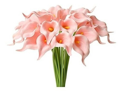 20 Flores Calas Artificiales Mandys Latex  35cm Rosa Suave