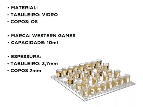 Jogo De Xadrez Tabuleiro Ideal Diversão Amigos Drink Oferta