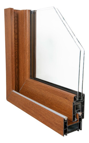 Ventana Proyectante Pvc Termopanel Europea 100x50 Roble Roble
