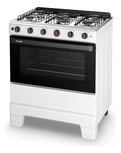 Fogão a Gás Mesa Inox Super Chama Forno 84L Limpa Fácil e Acendimento Automático IDEAL Super F5IAB Cor Branco 5 bocas 127/220V