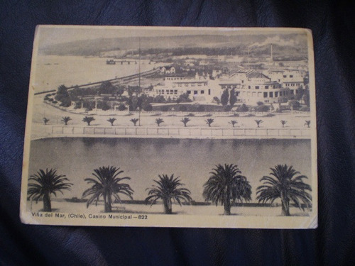 Antigua  Postal Viña Del Mar Casino Municipal  1945 (33f1