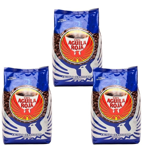 Café Aguila Roja Grano 3x 1 Kilo Café Grano Águila Roja 3 Kg