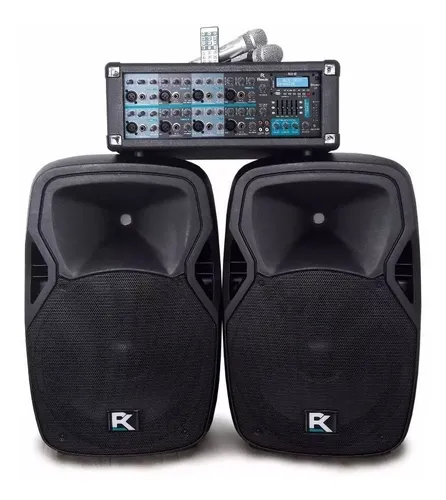Combo Bafles + Consola Potenciada Reck Nx-8 Bluetooth + Mic