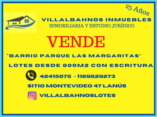 Lotes Con Escritura - Barrio Parque Las Margaritas - Domselaar San Vicente