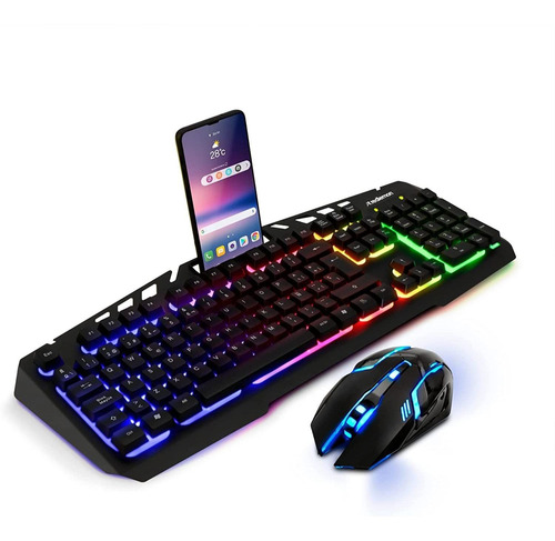 Kit Mouse Y Teclado Gamer Redlemon Luz Led Rgb Español