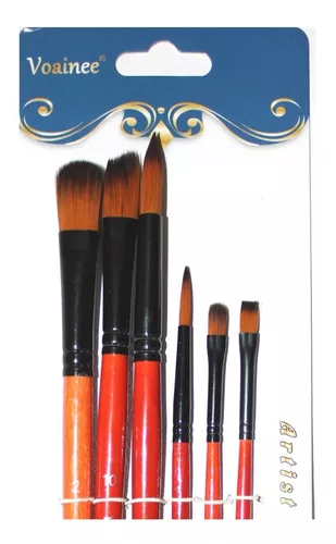 Pinceles Artísticos Set X 6 Oleo Acrílico Kit Profesional