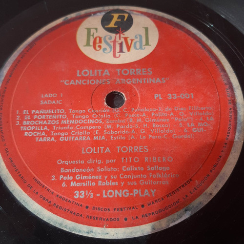 Sin Tapa Disco Lolita Torres Canciones Española Argentina M0