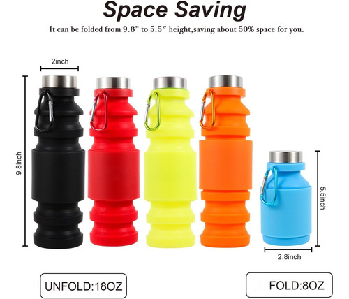 Mitour Botellas De Agua Plegables Tazas - 550 Ml Reutilizabl