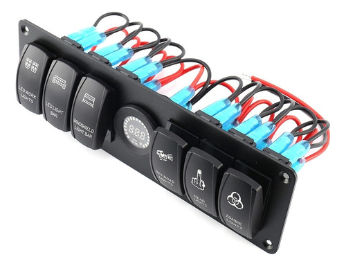 6 Gang Toggle Panel De Interruptor De Rocker Colorido Led Vo