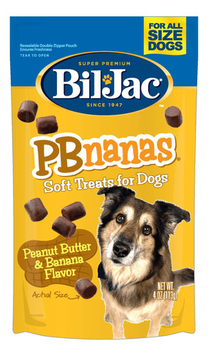 (4 pack) Bil-jac Dog Treats Pb-nanas, 4 onzas Cada