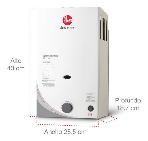 Calentador A Gas Natural Rheem Blanco Perlado Gn