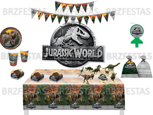 Jurassic World * Kit Decoração Festa Completa * 08 Crianças