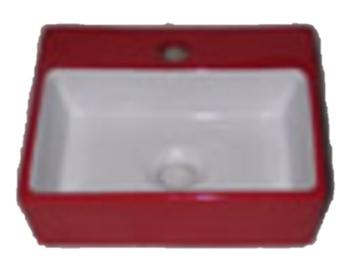 Pileta Bacha Para Baño De Loza Cuadrada Roja Y Blanca 51321