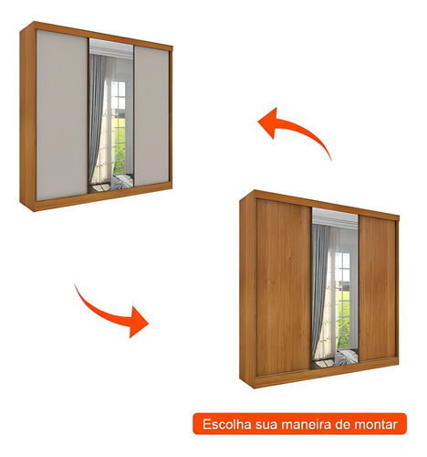 Guarda-roupa Casal Com Espelho Dacar Flex 3 Pt 4 Gv Cinam... Cor marrom médio