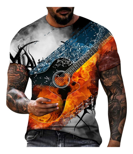 Camisa Casual For Hombre Con Cuello Redondo Estilo Fresco