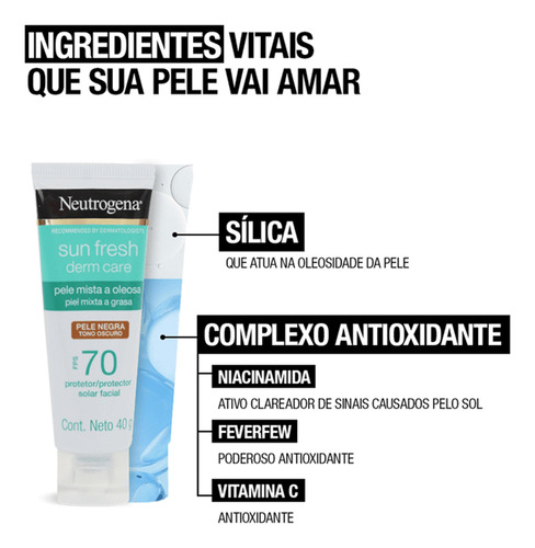 Filtro Solar Com Cor Pele Negra Sunfresh Pe Oleosa Clareador