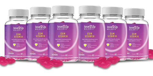 Love Up Gum Vitamin - 6 Potes 60 Un Cada + 1 Especial