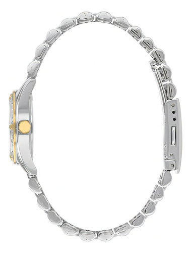 Reloj Citizen Quartz Analog Eu606454d Mujer Color Del Fondo Blanco Color De La Malla Plateado Color Del Bisel Dorado