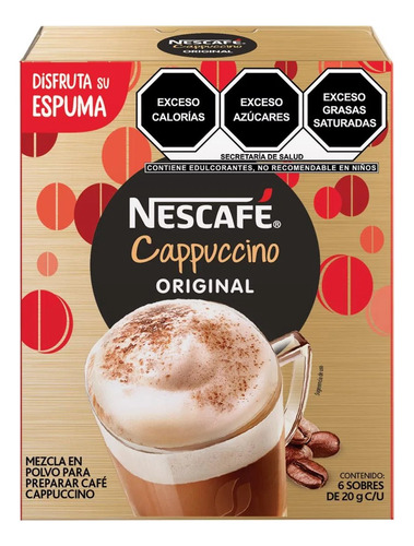 Café Soluble Nescafé Cappuccino Original 6 Sobres De 20gc/u