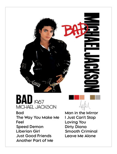 Poster Papel Fotografico Michael Jackson Bad 80x40