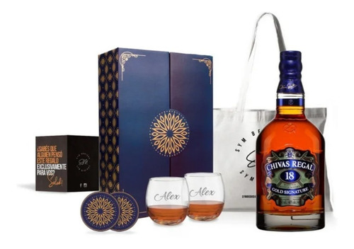 Box Chivas Regal 18 Años + 2 Vasos Personalizados. P/regalo!