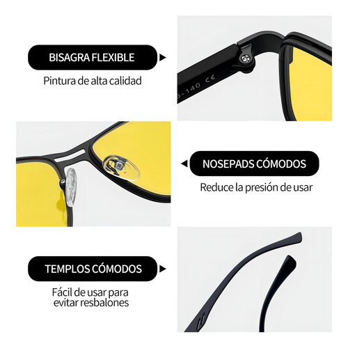 Lentes de Visión Nocturna Joopin M0925 Hombre Negro Mate UV Polarizados