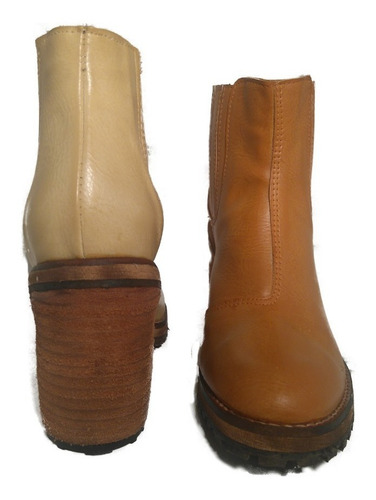 Bota Botineta Cuero Taco Foliado Modelo Perry Shoestore
