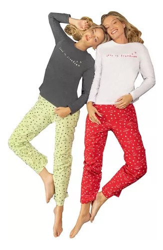 Pijama Invierno Dama Lencatex M/largas Estampado  Algodón 