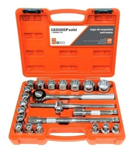 Imagem 1 de 3 de Jogo De Soquetes Catraca 1/2 22pcs 8 A 32mm Gedore D26-22am