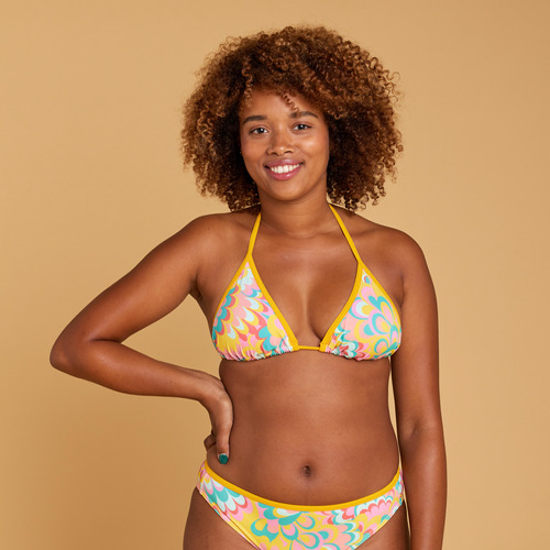 Top De Bikini Mae Flowy Mujer Amarillo Triángulos Corredizos