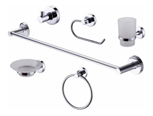 Kit De Accesorios Baño Peirano 12006 Línea 12000 6 Piezas Metálicas Cromo