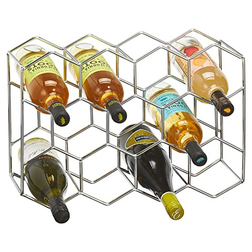 Metal Hexagon 3-tier Wine Rack - Minimalist Bottle Hold...