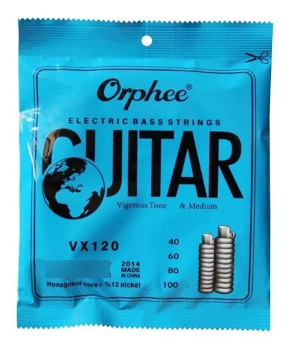 Juego De Cuerdas Orphee Vx120 4 Cuerdas Para Bajo Eléctrico 