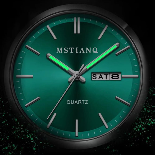 Reloj Vzn Mstianq Deluxe Hombre Acero Inoxidable Mariposa Plateado Plateado Cian