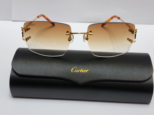 Lentes Gafas De Sol Cartier Gold Mica Cafe Originales