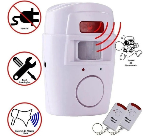 Kit Alarme Residencial Sensor Presença Sem Fio + 2 Controles