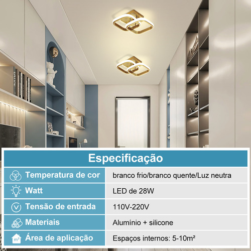 S Luminária De Teto 28w Lustre Led Quarto Banheiro 3 Em 1,c