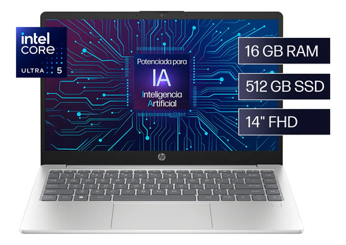 Laptop Hp 14-ep1000la Intel Core Ultra 5 16gb Ram 512gb Ssd Natural Silver