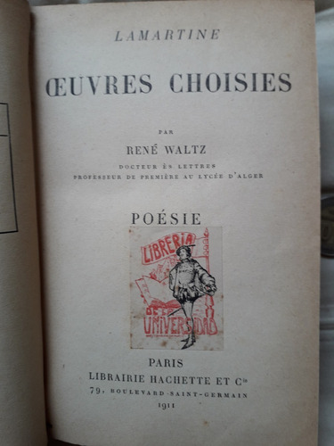 Lamartine Oeuvres Choisies Poesia Obra Escogida R Waltz 1911