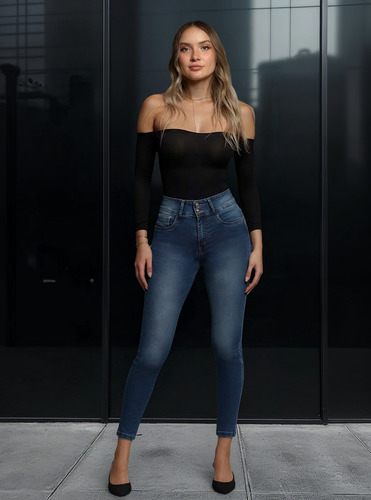 Mohicano Jeans 3871 Pushup Tiro Alto Skinny 2 Botones Mujer