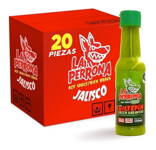 Caja Salsa La Perrona Green Habanero 20 Piezas