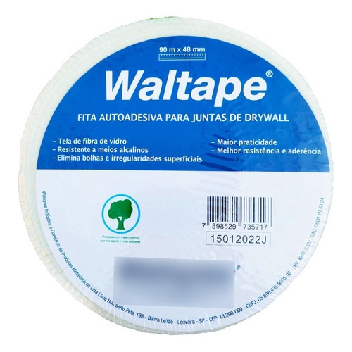 Fita Telada Drywall Trincas Parede Gesso 4,8 X 90m Adesiva