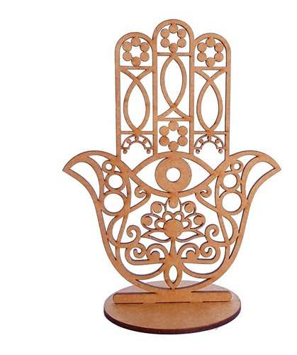 5 Hamsa Mão De Fátima Mdf Crú Esotérico Enfeite Sorte Média